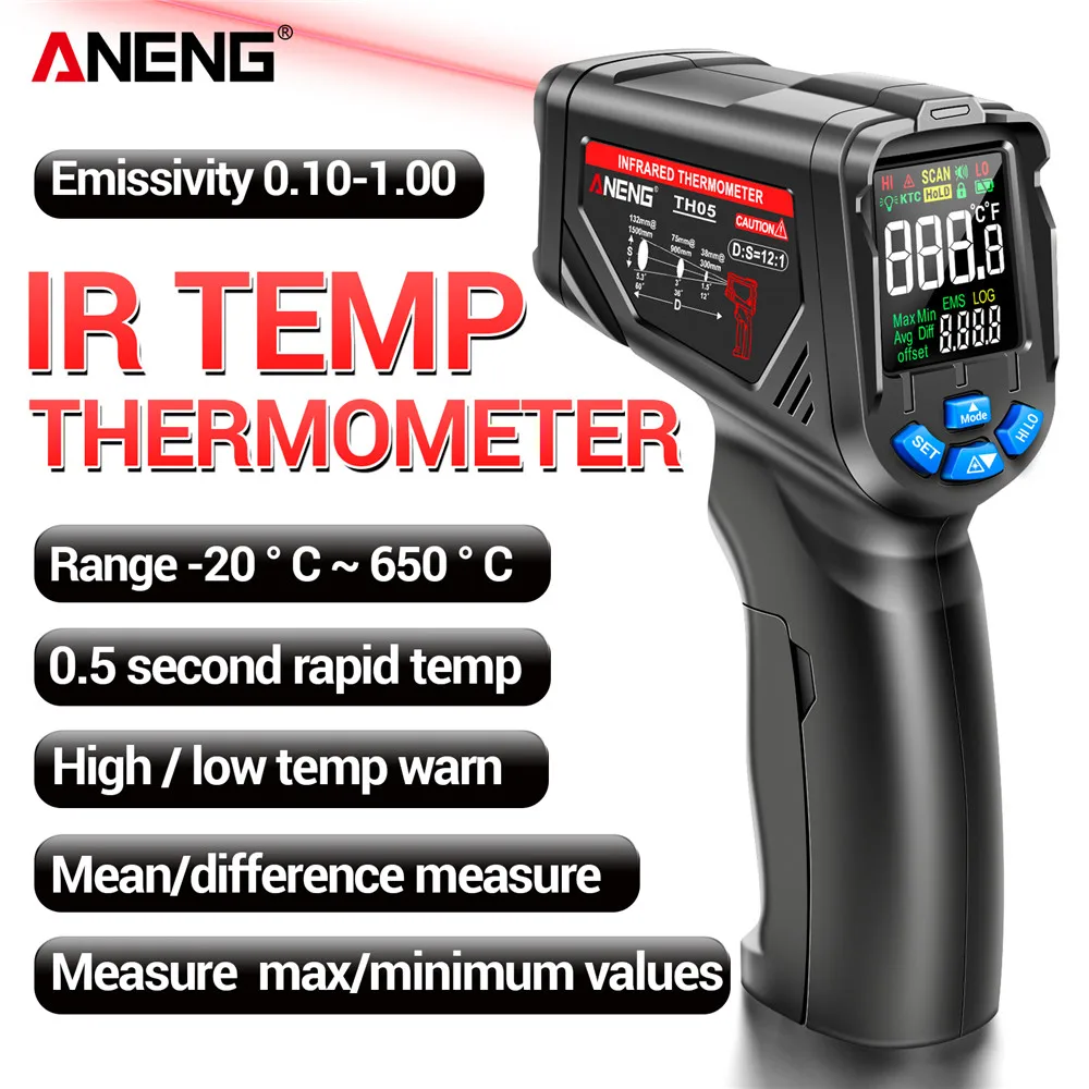 جهاز استشعار حراري رقمي ANENG  - مراجعة Industrial Laser Temperature Sensor وسعره